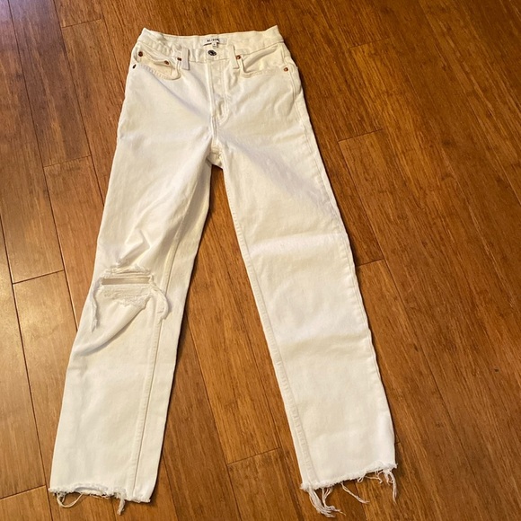 Re/Done women’s white jeans - size 25- distressing - raw hem - Picture 1 of 7